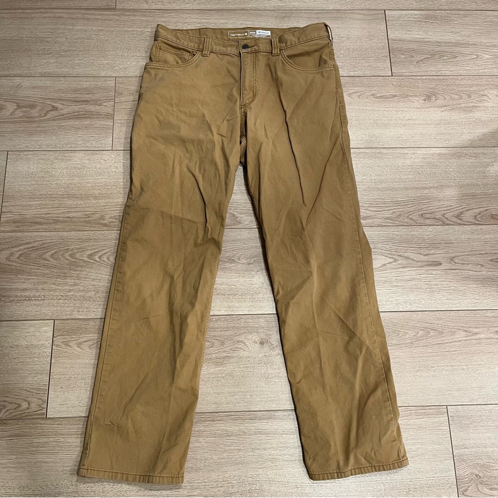 Carhartt Men’s Khaki Tan Relaxed Fit Canvas Work Pants Size 34x32